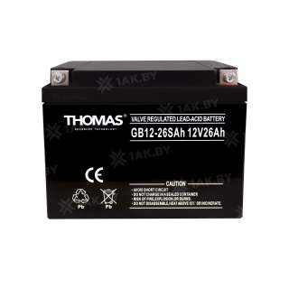 Аккумулятор THOMAS для ИБП, детского электромобиля, эхолота (26 Ah,12 V) AGM 166x175x125 6 кг Аккумулятор THOMAS для ИБП, детского электромобиля, эхолота (26 Ah,12 V) AGM 166x175x125 6 кг