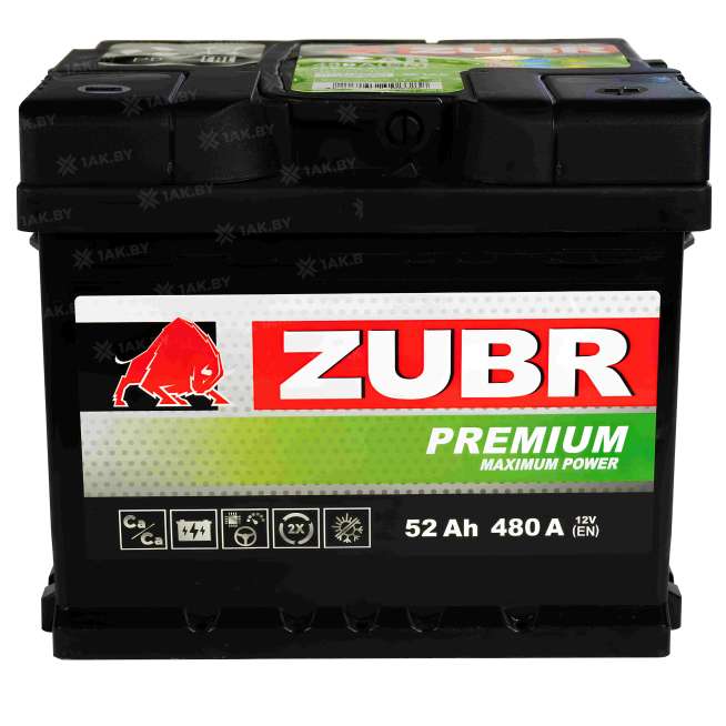 Аккумулятор ZUBR (52 Ah) 480 A, 12 V Обратная, R+ LB1 ZU520P 0