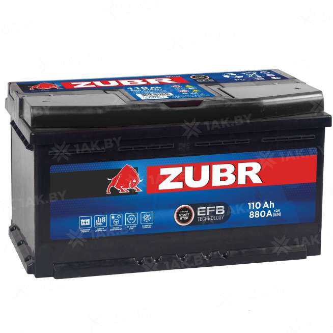 Аккумулятор ZUBR EFB (110 Ah) 880 A, 12 V Обратная, R+ L5 ZUE1100F 0