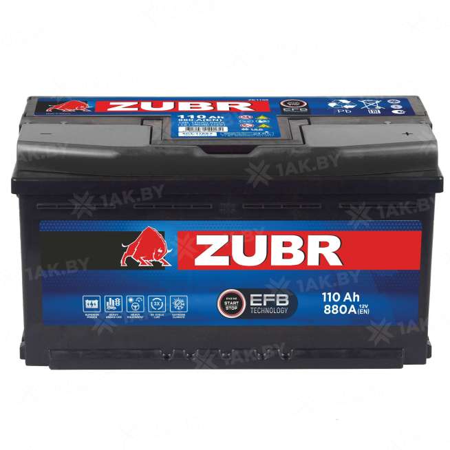 Аккумулятор ZUBR EFB (110 Ah) 880 A, 12 V Обратная, R+ L5 ZUE1100F 2