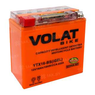 Аккумулятор для мотоцикла VOLAT (16 Ah) 230 A, 12 V Прямая, L+ YTX16-BS YTX16-BS(iGEL)Volat Аккумулятор для мотоцикла VOLAT (16 Ah) 230 A, 12 V Прямая, L+ YTX16-BS YTX16-BS(iGEL)Volat