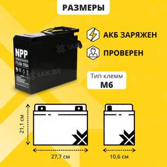Аккумулятор NPP для ИБП, детского электромобиля, эхолота FT (55 Ah,12 V) AGM 277x106x221 17.3 кг, Китай 3