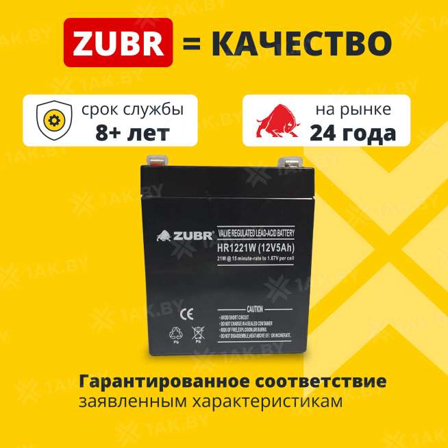 Аккумулятор ZUBR для ИБП, детского электромобиля, эхолота (5 Ah,12 V) AGM 90x70x101 1.73 кг 1