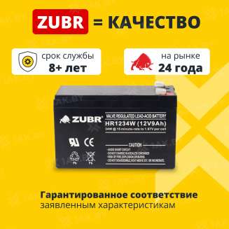 Аккумуляторная батарея ZUBR HR1234W 12V9Ah, Китай 1
