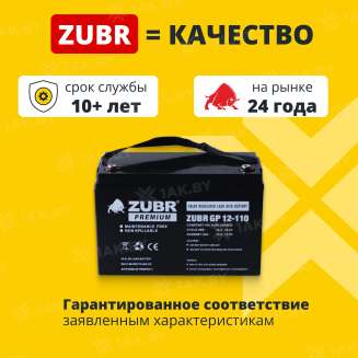 Аккумулятор ZUBR для ИБП, детского электромобиля, эхолота (110 Ah,12 V) AGM 330x171x216/219 31 кг 1