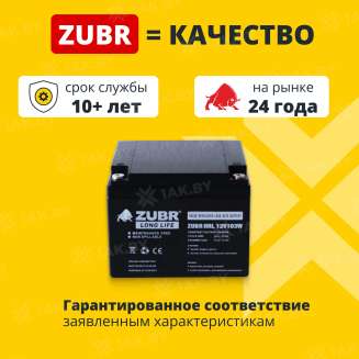 Аккумулятор ZUBR для ИБП, детского электромобиля, эхолота (28 Ah,12 V) AGM 166x175x125 8.55 кг 1