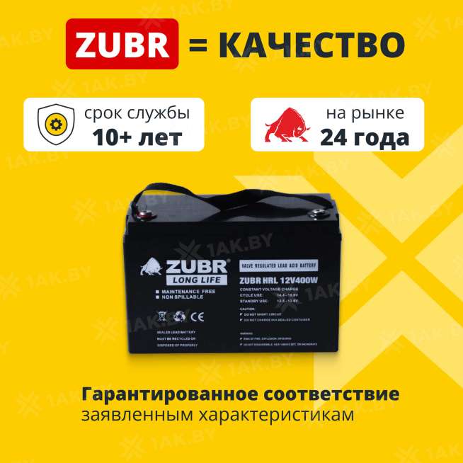 Аккумулятор ZUBR для ИБП, детского электромобиля, эхолота (110 Ah,12 V) AGM 328x172x225 32 кг 2