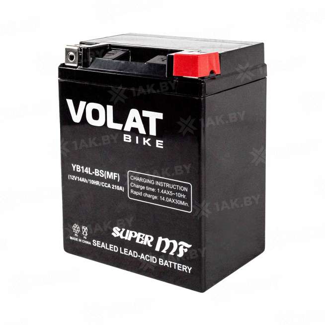 Аккумулятор для мотоцикла VOLAT (14 Ah) 210 A, 12 V Обратная, R+ YB14L YB14L-BS(MF)Volat 0