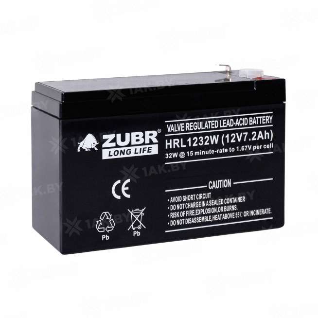 Аккумулятор ZUBR для ИБП, детского электромобиля, эхолота (7.2 Ah,12 V) AGM 151х65х94/100 2.5 кг 1