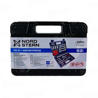 Набор ручного инструмента NORD STERN "Basic" NS-HTB0062EL 62 предмета 24 зубца CR-V 13