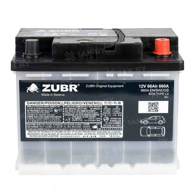 Аккумулятор Zubr Ultra OE 66 Ah, 660 A, 12 V, Обратная полярность, R+, L2 0