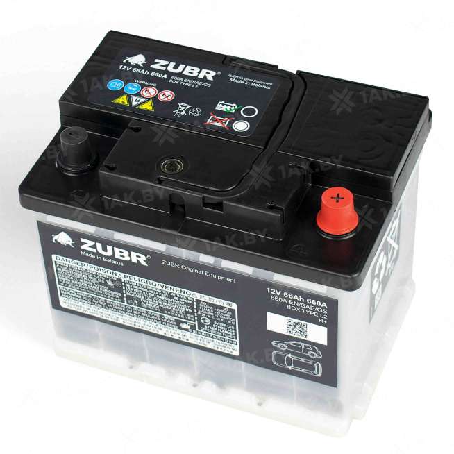 Аккумулятор Zubr Ultra OE 66 Ah, 660 A, 12 V, Обратная полярность, R+, L2 2