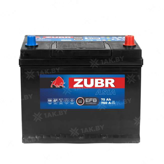 Аккумулятор ZUBR EFB 75 Ah, 760 A, 12 V Обратная, R+ D26 1