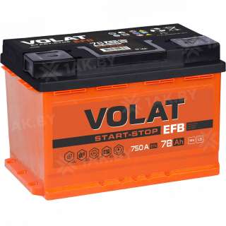 Аккумулятор VOLAT EFB 78 Ah, 750 A, 12 V Обратная, R+ L3