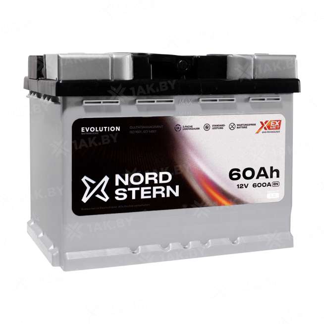Аккумулятор NORDSTERN (60 Ah) 600 A, 12 V Обратная, R+ L2 NS600S 2