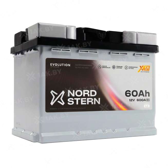 Аккумулятор NORDSTERN (60 Ah) 600 A, 12 V Обратная, R+ L2 NS600S 0