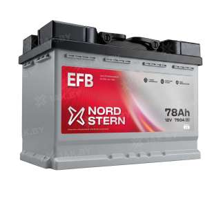 Аккумулятор NORDSTERN (78 Ah) 750 A, 12 V Обратная, R+ L3 NS780F