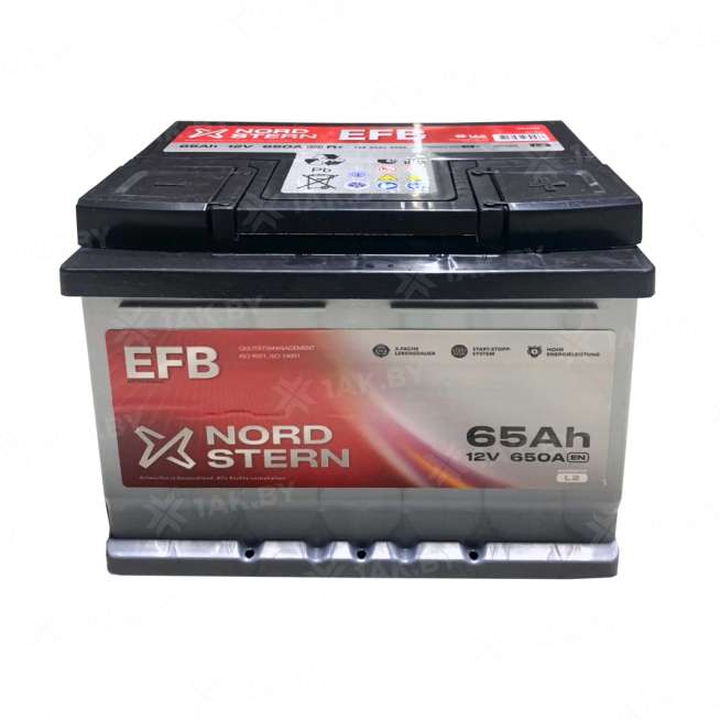 Аккумулятор NORDSTERN (65 Ah) 650 A, 12 V Обратная, R+ L2 NS650F 1