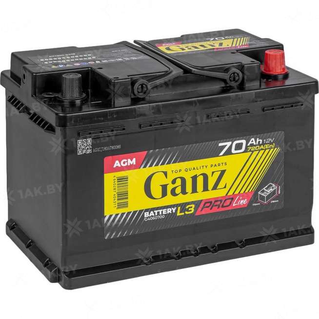 Аккумулятор GANZ (70 Ah) 720 A, 12 V Обратная, R+ L3 G4060700 0