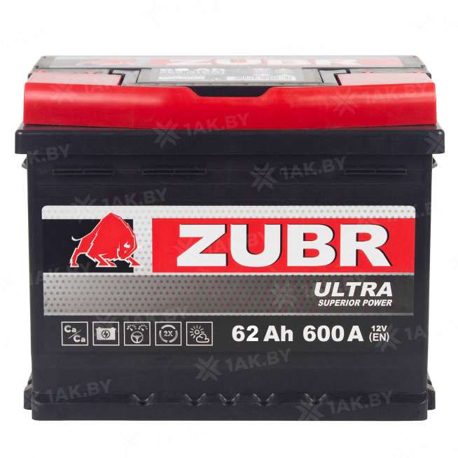 Аккумулятор Zubr Ultra 62 Ah, 600 A, 12 V, Прямая полярность, L+, LB2, ZU621SK 0