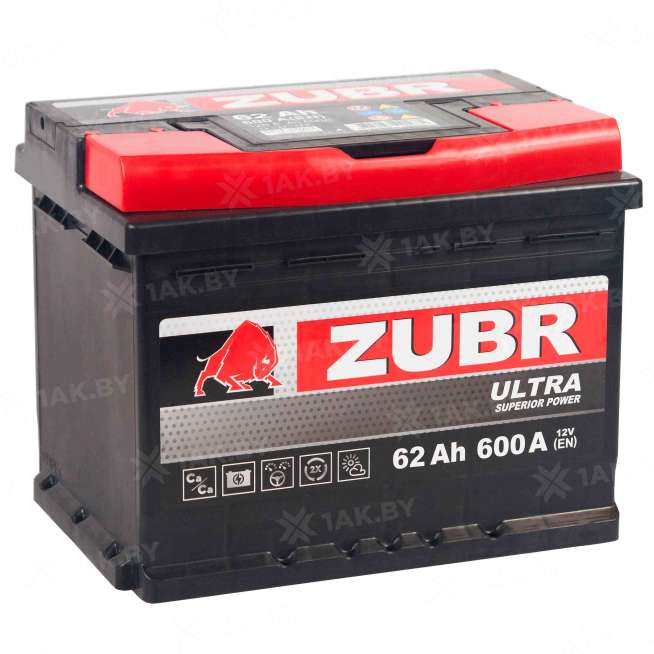 Аккумулятор Zubr Ultra 62 Ah, 600 A, 12 V, Прямая полярность, L+, LB2, ZU621SK 1