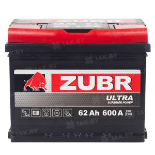 Аккумулятор Zubr Ultra 62 Ah, 600 A, 12 V, Прямая полярность, L+, LB2, ZU621SK