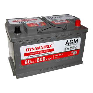 Аккумулятор DYNAMATRIX (80 Ah) 800 A, 12 V Обратная, R+ L4 DEK800