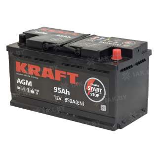 Аккумулятор KRAFT (95 Ah) 850 A, 12 V Обратная, R+ L5 AGM-L5